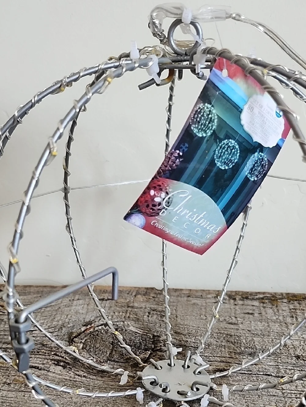 Hanging Wire Orb with Warm White String Lights